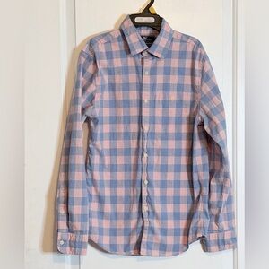 Vineyard Vines Boys XS Pink and Blue Checkered Shirt slim longshore